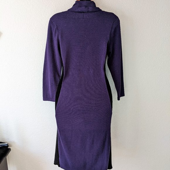 Purple & Black Paneled Sweater Dress by The Limited- Size M - Picture 4 of 5